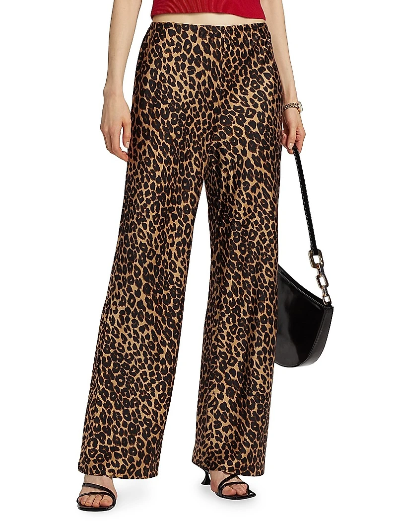 Gale Satin Mid-Rise Bias Pants