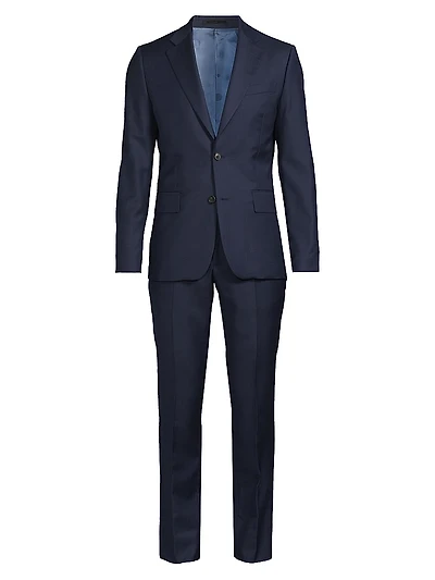 Tailored-Fit Two-Button Wool Suit