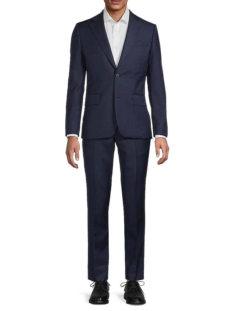 Tailored-Fit Two-Button Wool Suit