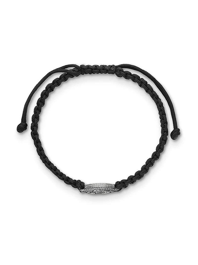 Waves Black Nylon Woven Station Bracelet