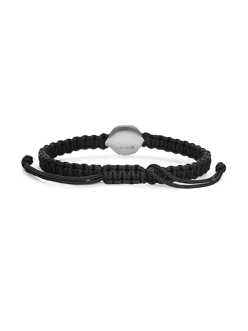 Waves Black Nylon Woven Station Bracelet