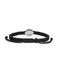 Waves Black Nylon Woven Station Bracelet