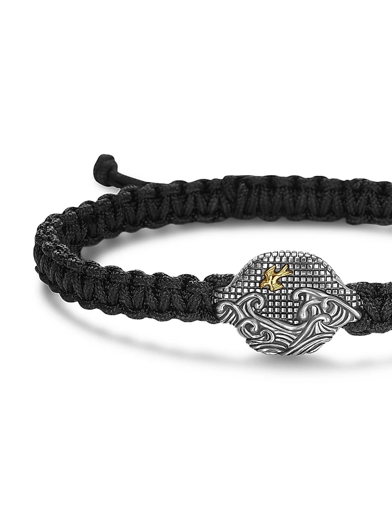 Waves Black Nylon Woven Station Bracelet