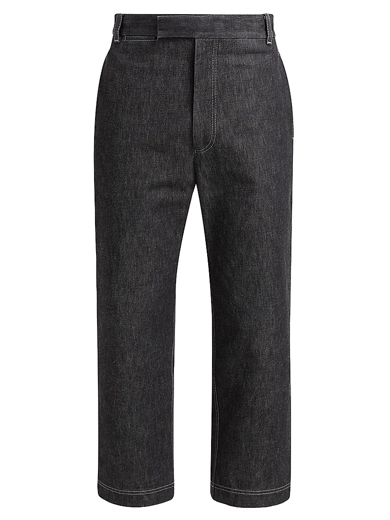 Denim Straight-Leg Ankle Pants