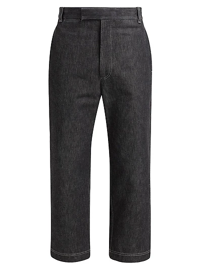 Denim Straight-Leg Ankle Pants