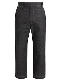 Denim Straight-Leg Ankle Pants