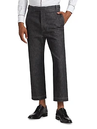Denim Straight-Leg Ankle Pants