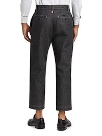 Denim Straight-Leg Ankle Pants