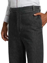 Denim Straight-Leg Ankle Pants