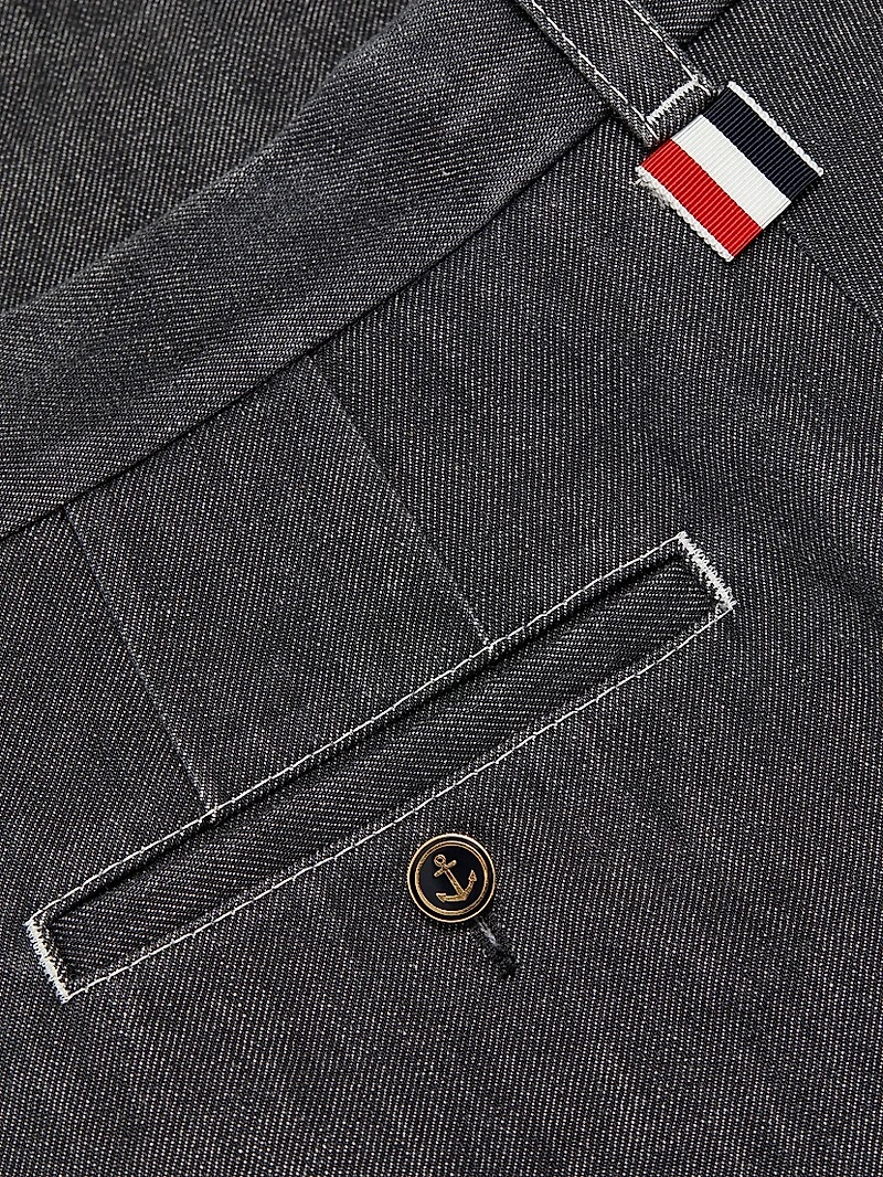 Denim Straight-Leg Ankle Pants