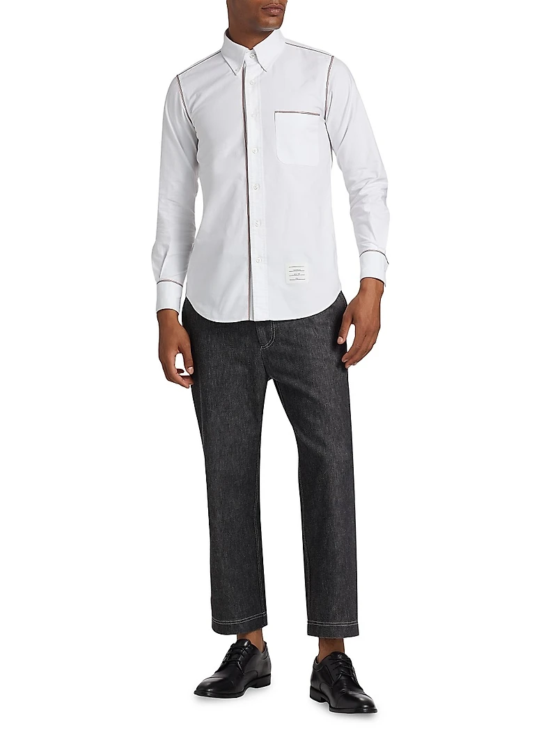 Denim Straight-Leg Ankle Pants