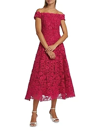 Floral Lace Off-the-Shoulder Cocktail Dress