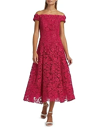 Floral Lace Off-the-Shoulder Cocktail Dress