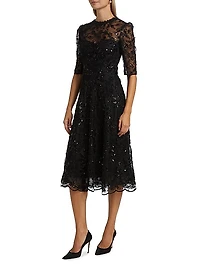Sequined Lace Cocktail Dress