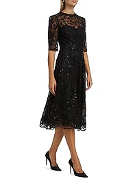 Sequined Lace Cocktail Dress