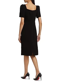 Floral-Embroidered Crepe Cocktail Dress