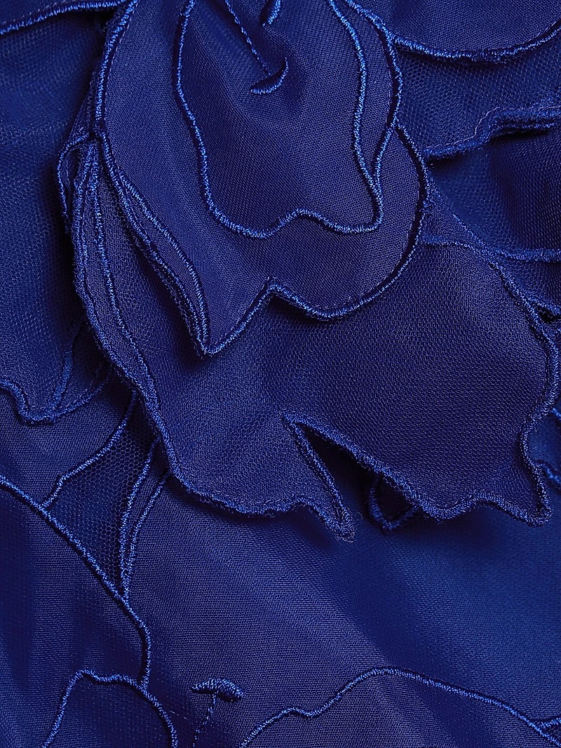 Floral Lace One-Shoulder Gown