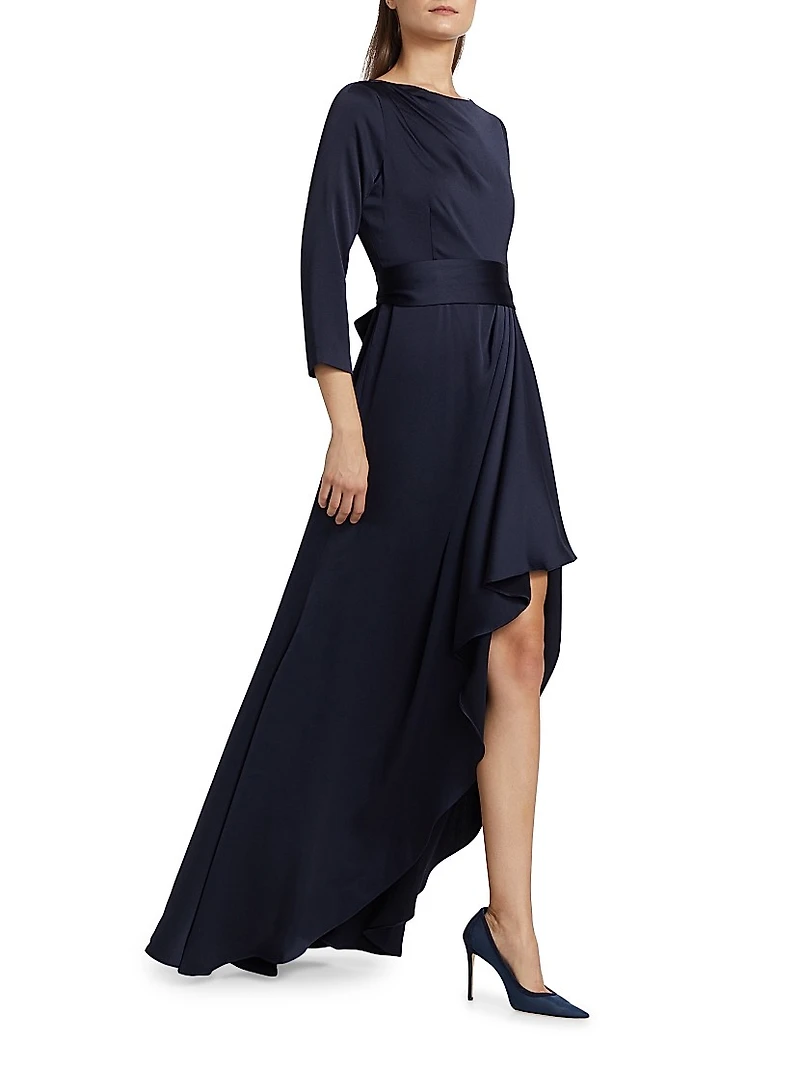 Draped Sash High-Low Gown