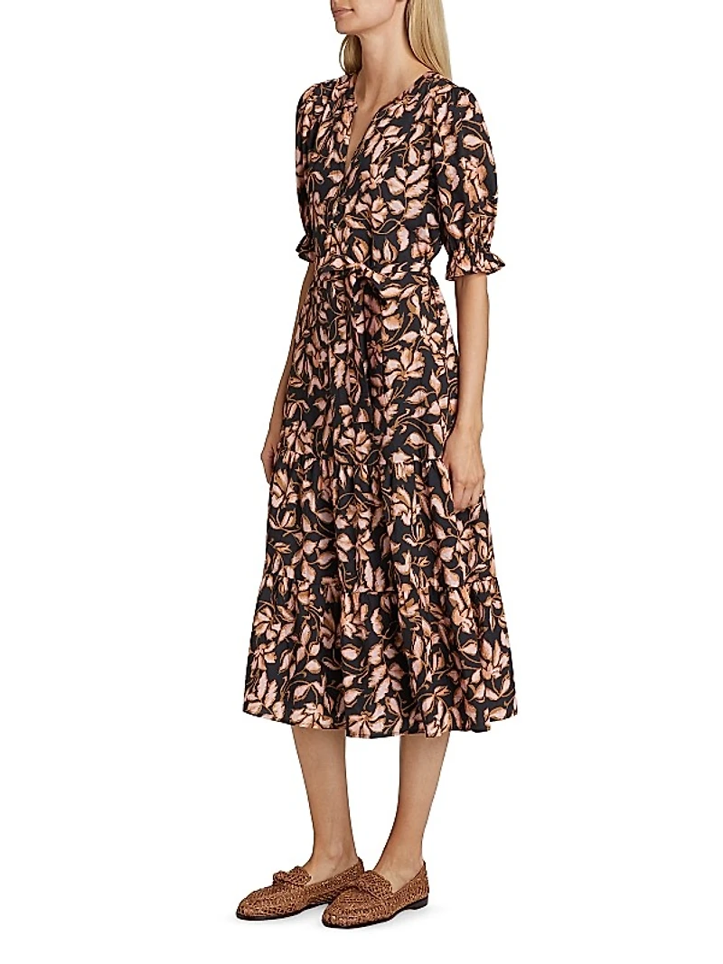 Eliana Floral Tiered Midi-Dress