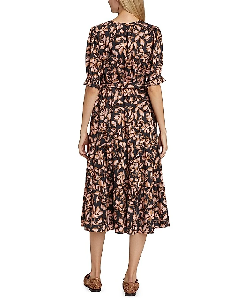 Eliana Floral Tiered Midi-Dress