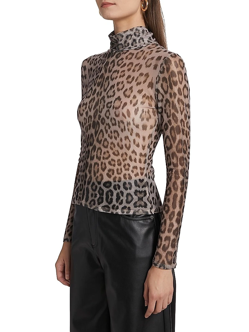 Tyla Leopard Mesh Turtleneck
