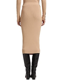 Addie Rib-Knit Button-Front Skirt