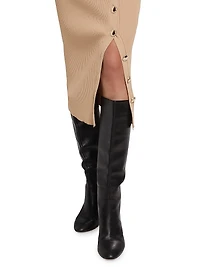 Addie Rib-Knit Button-Front Skirt