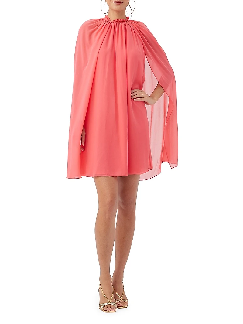 Alynn Silk Sleeveless Cape Minidress