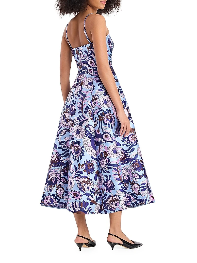 Anita Brocade Floral Midi-Dress