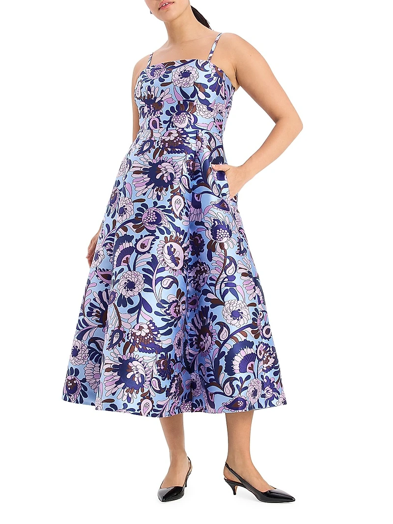 Anita Brocade Floral Midi-Dress