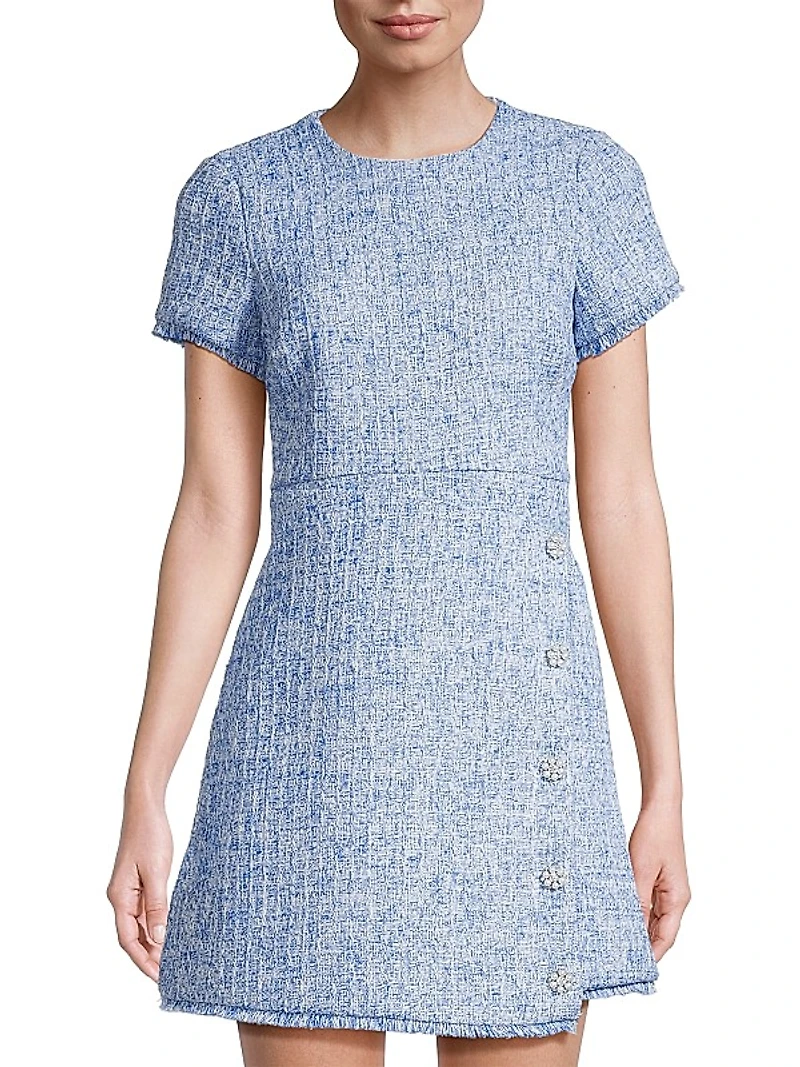 Raia Tweed Short-Sleeve Minidress