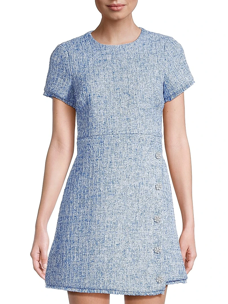 Raia Tweed Short-Sleeve Minidress