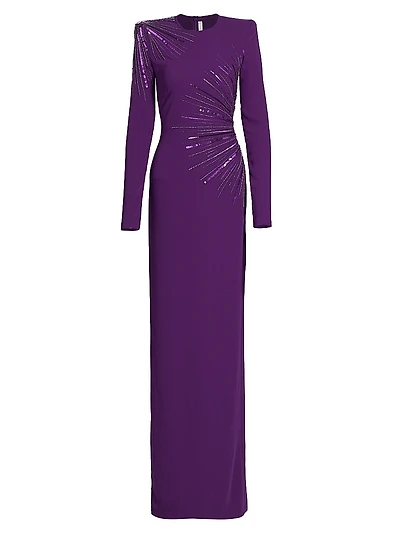 Beaded Sunburst Column Gown