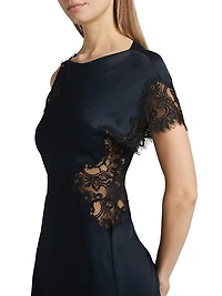 Alessia Lace-Trim Satin Maxi Dress