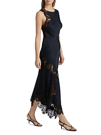 Alessia Lace-Trim Satin Maxi Dress