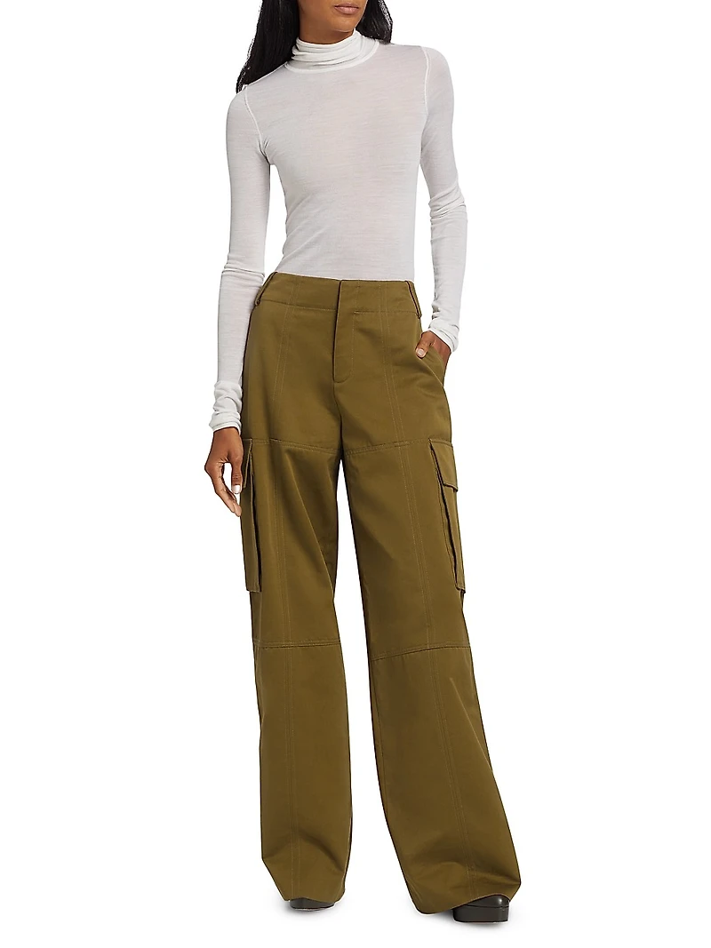 Jo Cotton-Blend Turtleneck Top