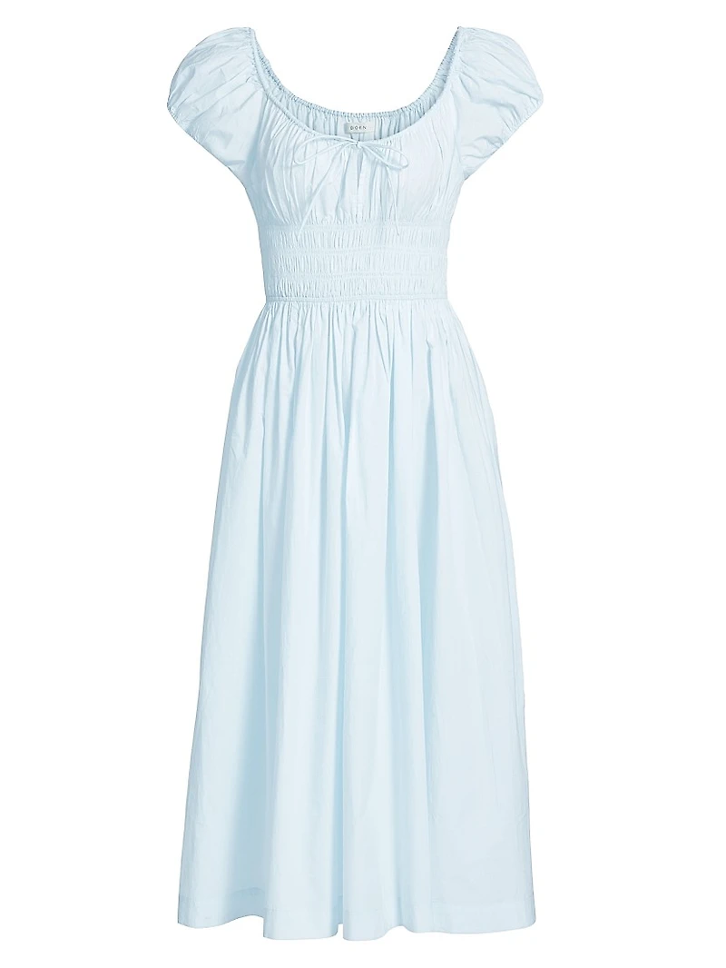 Quinn Cotton Shirred Midi-Dress