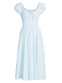 Quinn Cotton Shirred Midi-Dress