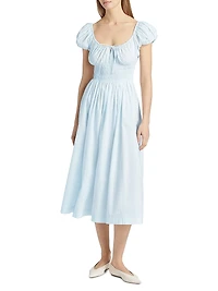 Quinn Cotton Shirred Midi-Dress