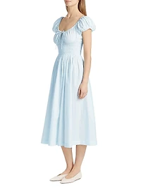 Quinn Cotton Shirred Midi-Dress