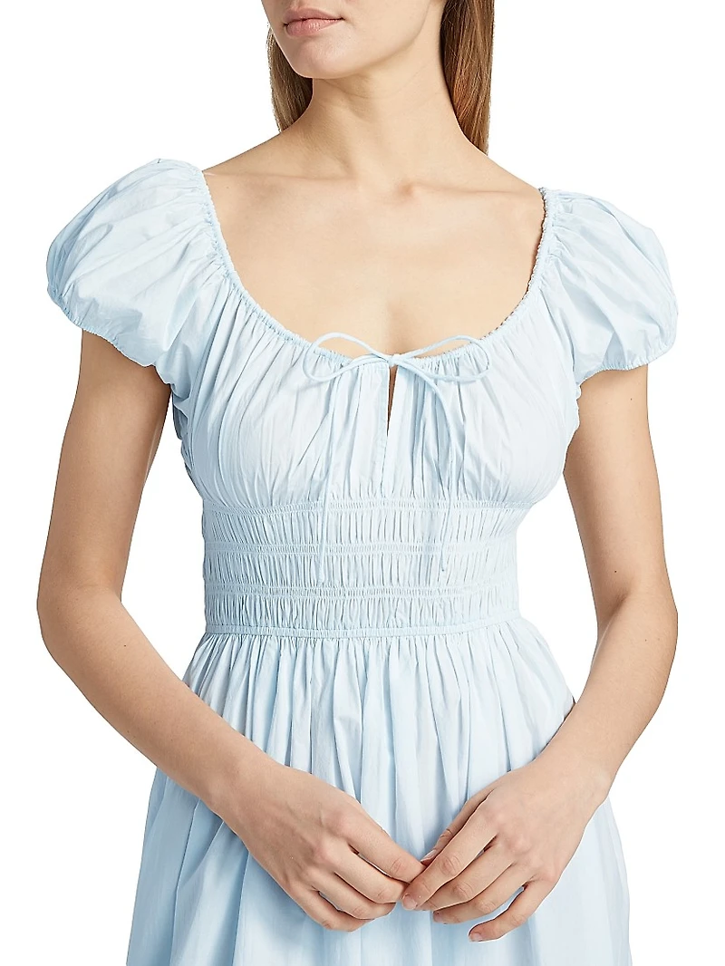 Quinn Cotton Shirred Midi-Dress