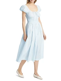 Quinn Cotton Shirred Midi-Dress