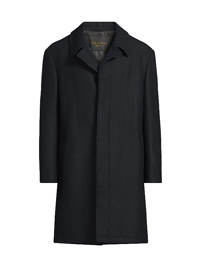 Platinum Herringbone Wool-Blend Coat