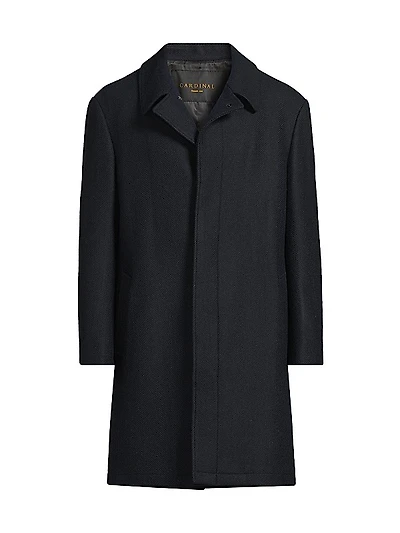 Platinum Herringbone Wool-Blend Coat