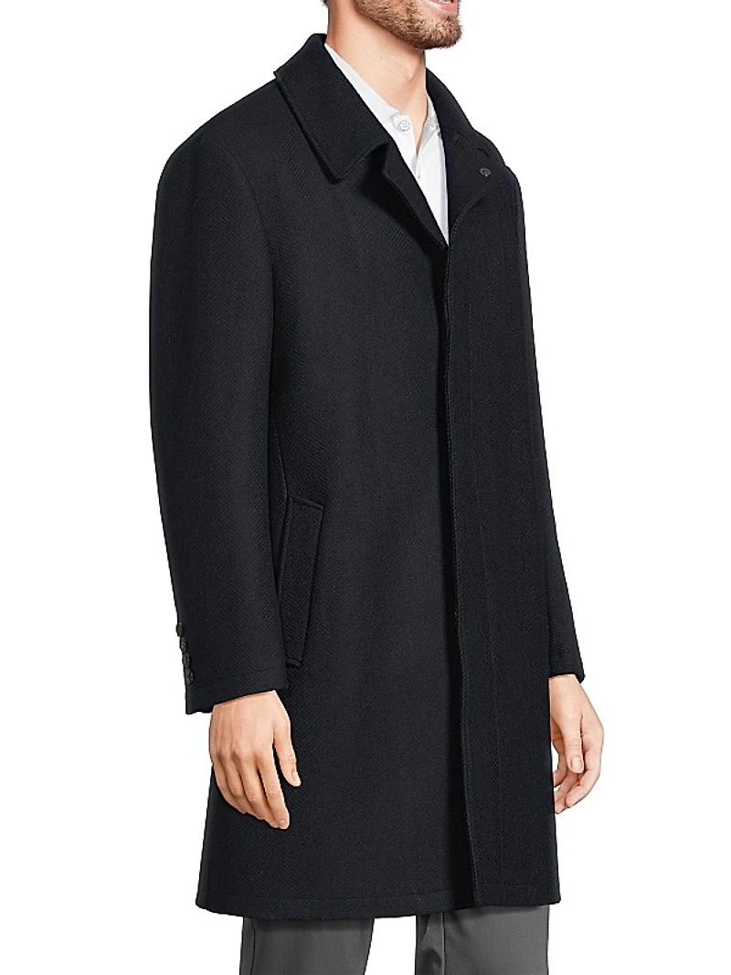 Platinum Herringbone Wool-Blend Coat