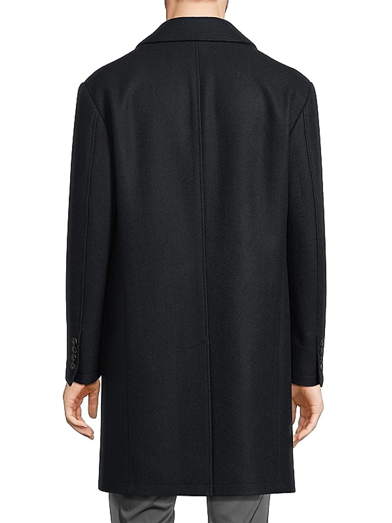 Platinum Herringbone Wool-Blend Coat