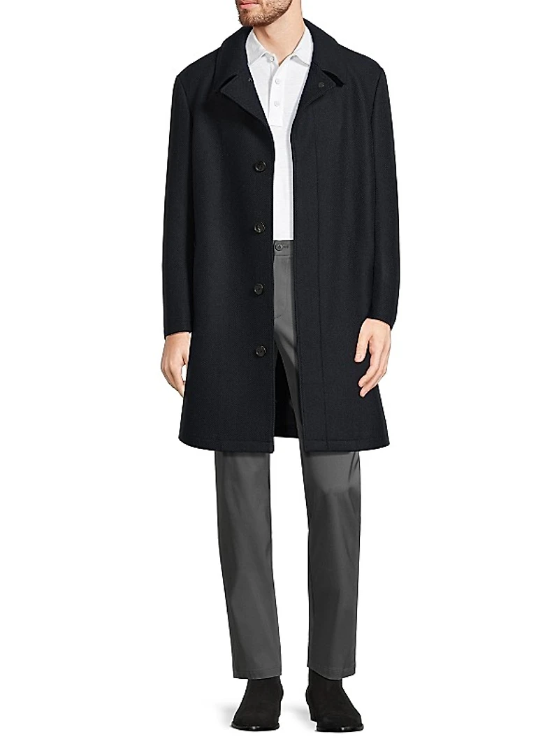 Platinum Herringbone Wool-Blend Coat