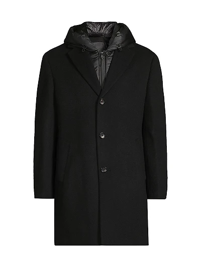 Trenton Wool-Cashmere Puffer Hood Coat