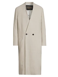 Cedar Wool Collarless Long Coat