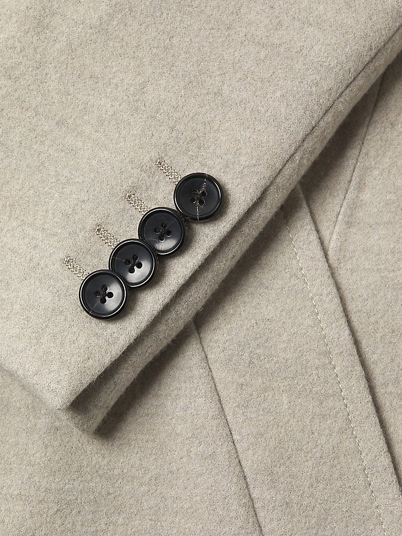 Cedar Wool Collarless Long Coat